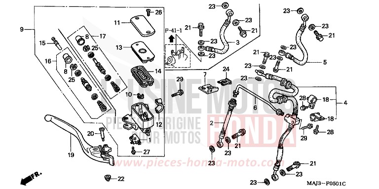 MAITRE-CYLINDRE FREIN AV. (ST1100A) de Pan-European ABS MUTE BLACK METALLIC (NH359) 1996